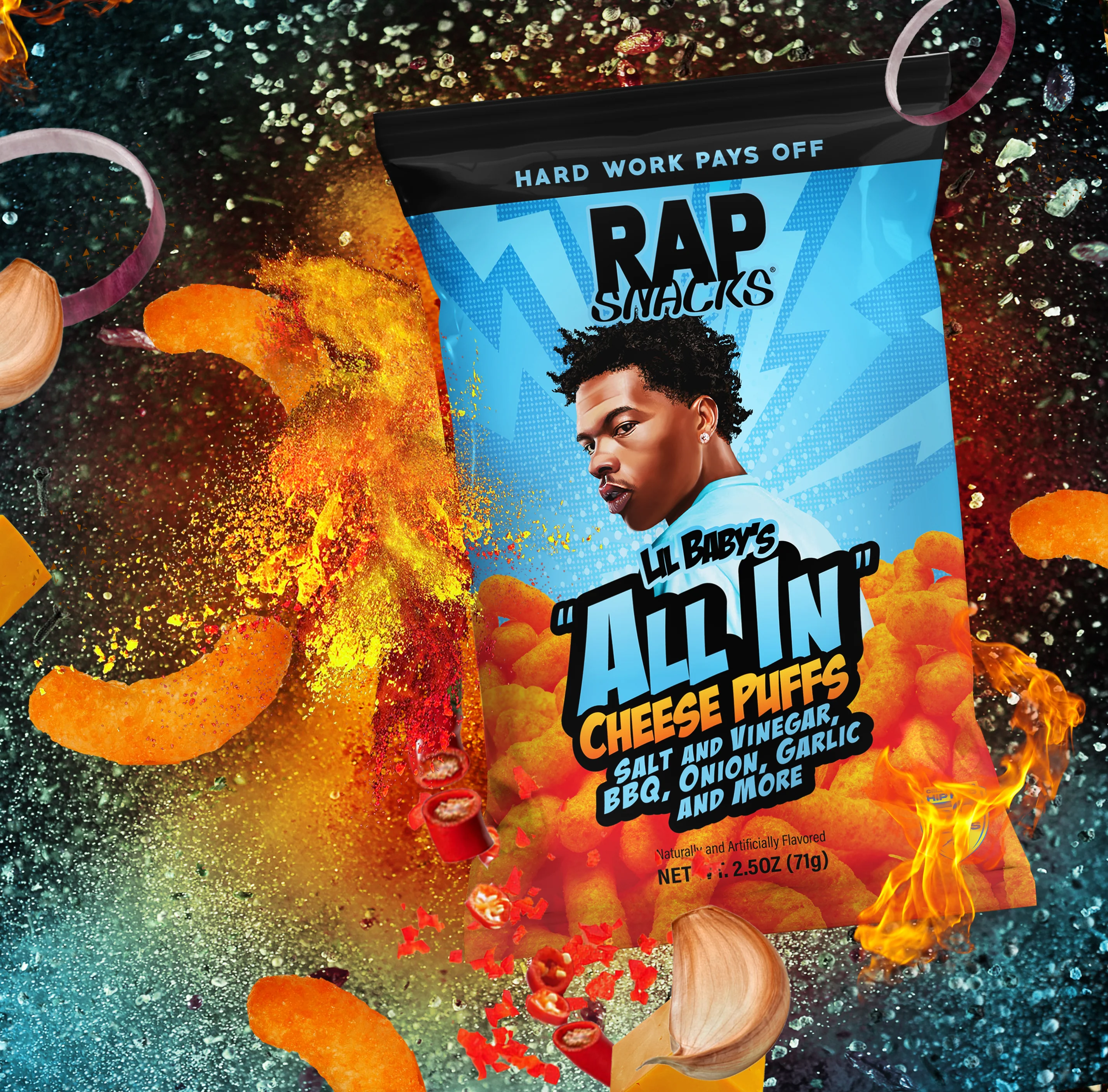 Rap Snacks Lil Baby's All In Cheese Puffs (2.5oz) (12 bags) - Image 2