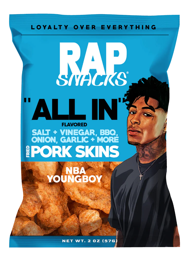 Rap Snacks NBA Youngboy "All In" Flavored Fried Pork Skins (1.75oz) (12 bags)