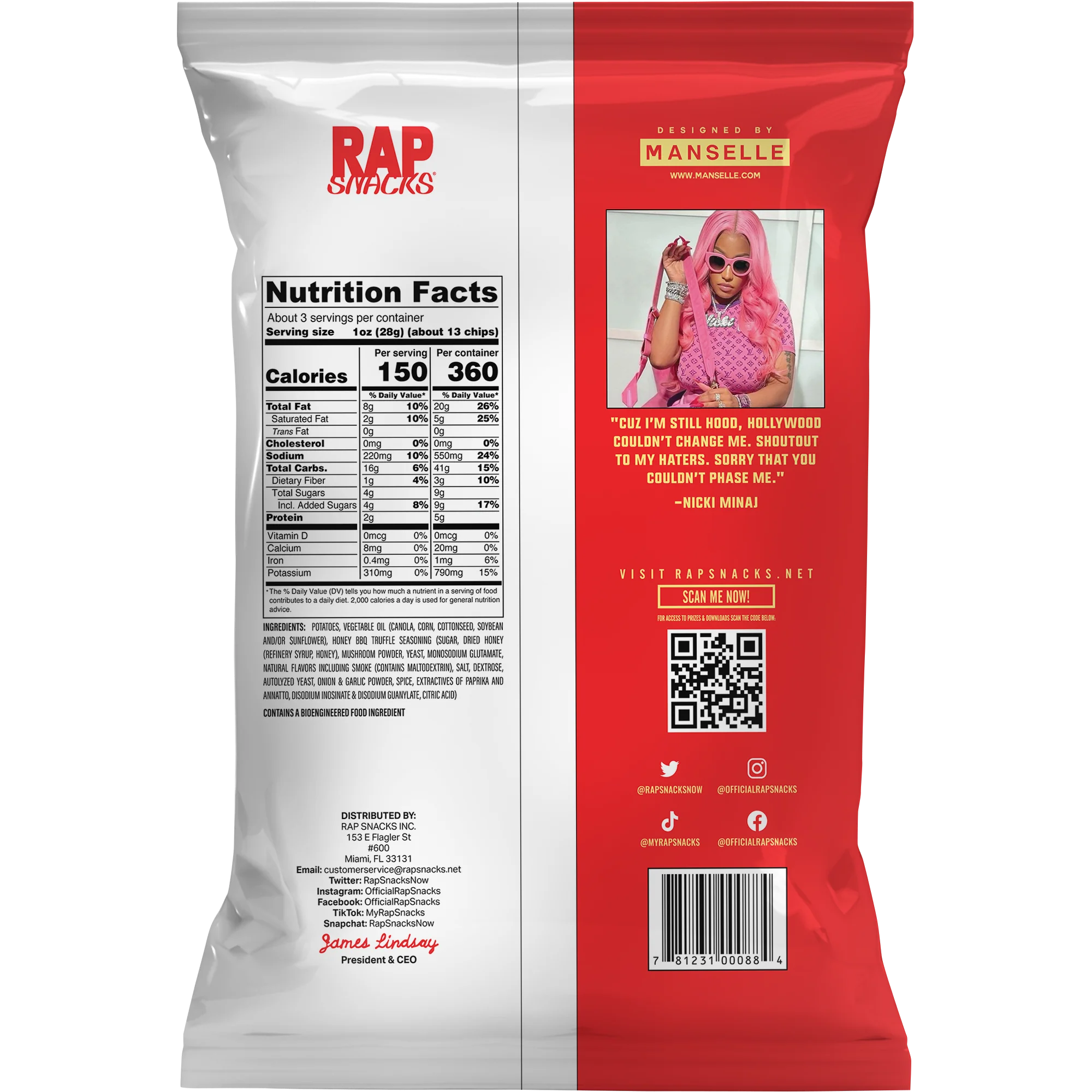 Rap Snacks Nicki Minaj Bar-B-Quin' with my Honey Truffle Chips (2.5oz) (10 Bags) - Image 2