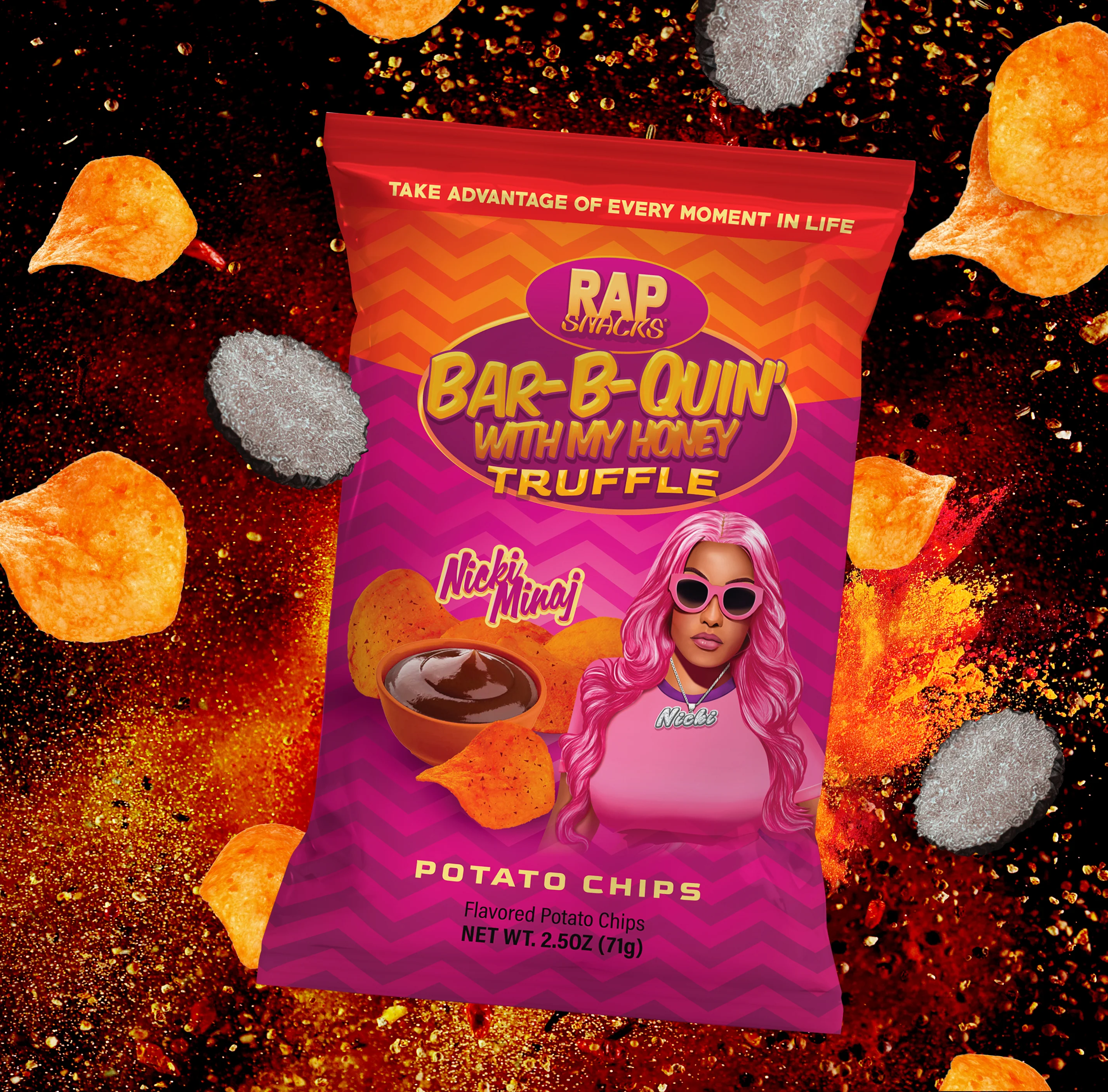 Rap Snacks Nicki Minaj Bar-B-Quin' with my Honey Truffle Chips (2.5oz) (10 Bags) - Image 3