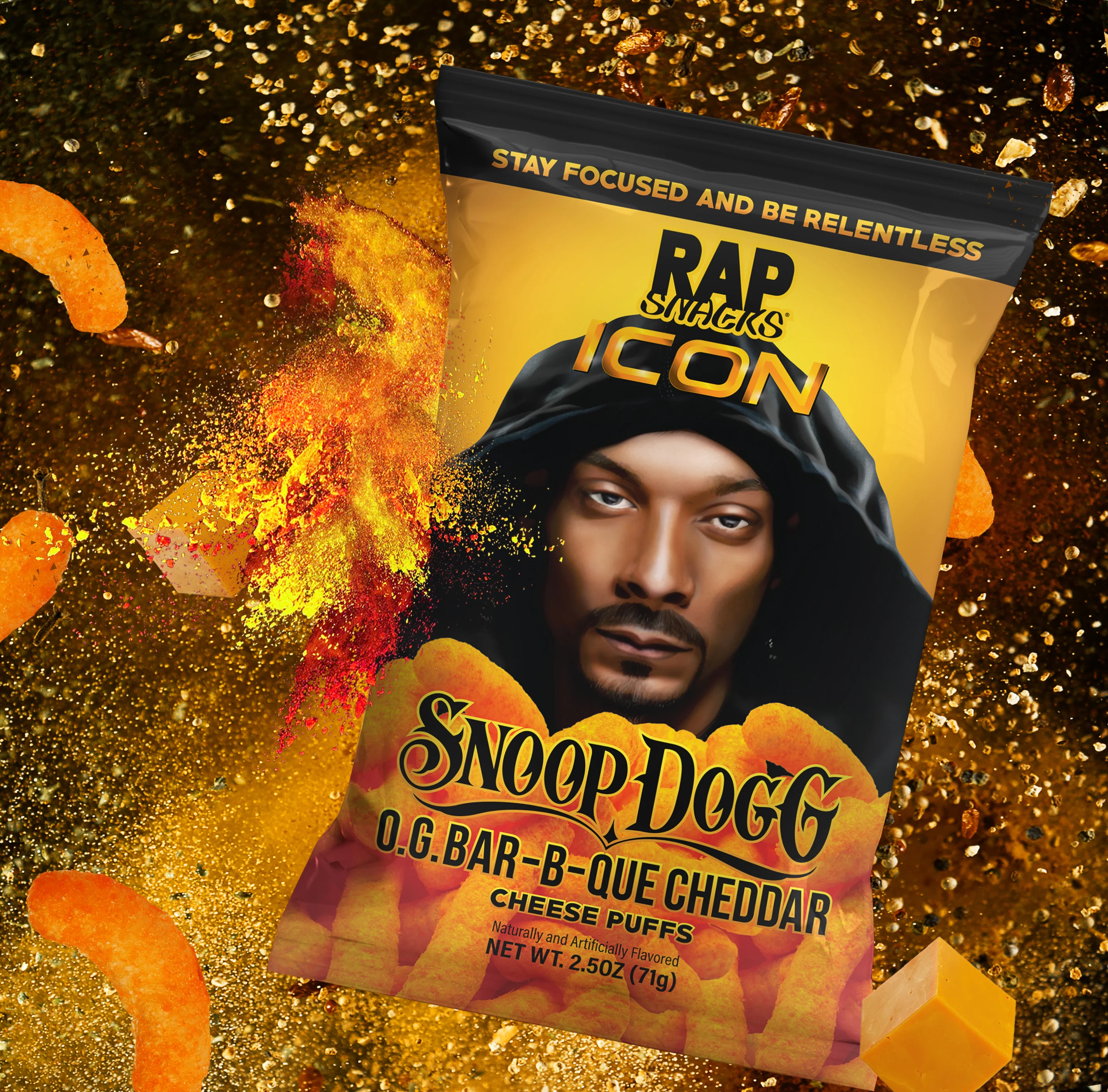 Rap Snacks Snoop Dogg O.G. Bar-B-Que Cheddar Cheese Puffs (2.5oz) - Image 2